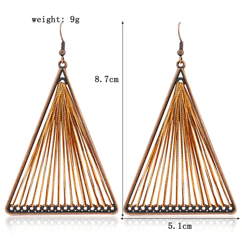 Boho Ethno Dreieck Gewebte Ohrhänger Legierung Vintage Geometrische Satinfaden Ohrringe Für Damen Urlaub Schmuck