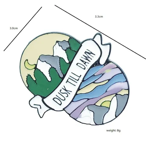 Spilla Creativa in Smalto Montagna Luna Onda Oceanica Messaggio in Bottiglia Slogan Distintivo in Lega per Giacca di Jeans