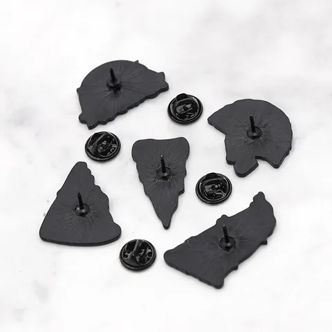 Punk Skull Pizza Enamel Brooch Zinc Alloy Cartoon Cat Flower Pins Artistic Badge Accessories For Jackets Backpacks