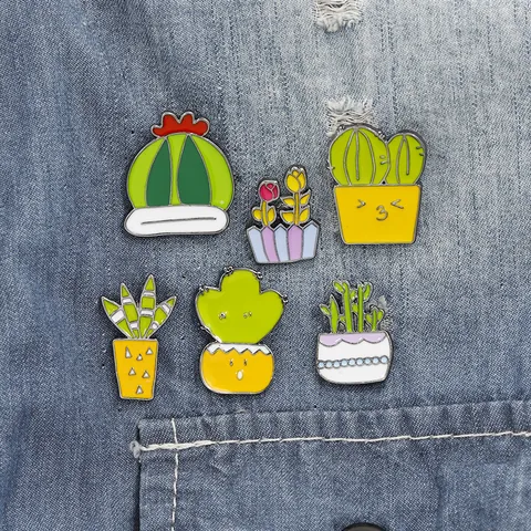 Simpatica Spilla a Cartone Animato Pianta in Vaso in Lega Succulenta Cactus Spilla Distintivo Gioielli di Moda Regalo per Donna Decorazione Borsa Vestiti
