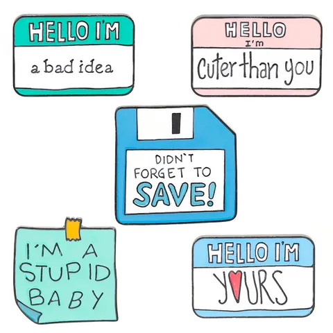 Enamel Pin Creative Floppy Disk Name Tag Note Brooches For Women Men Backpack Clothes Decoration Fashion Alloy Jewelry