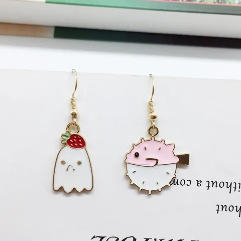 Halloween Pumpkin Ghost Pufferfish Dangle Earrings Alloy Enamel Drip Oil Funny Earrings For Women Festival Party Jewelry