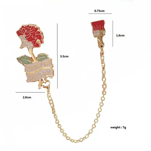 Alice In Wonderland Theme Enamel Brooch Set Rose Paint Brush Chain Pin Painting The Roses Red Alloy Brooch Women Jewelry