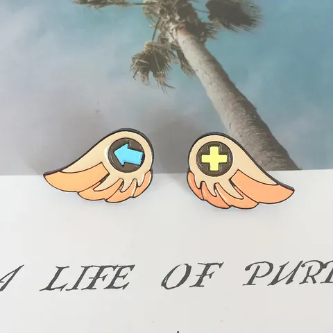 Cartoon Orange Wing Enamel Brooches Alloy Drip Oil Game Badge Arrow Cross Lapel Pin Jewelry Accessories For Denim Jacket Decor