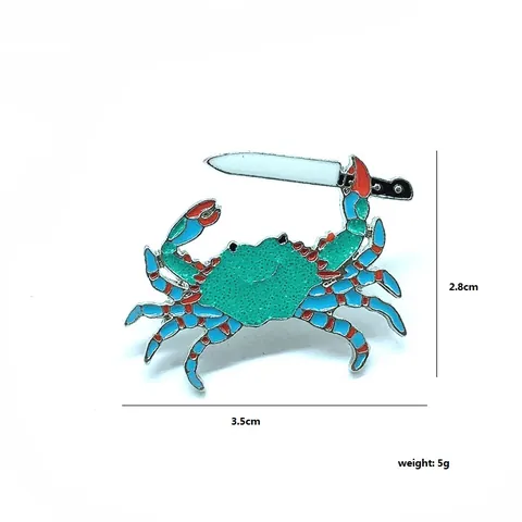 Lustiger Cartoon-Tier-Krabbe Mit Messer Emaille-Brosche Pin Legierung Tropföl Schmuck Abzeichen Für Kleidung Tasche Zubehör Kinder Geschenk