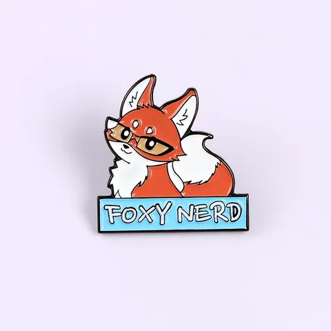 Cartoon Foxy Nerd Enamel Pin Brooch Alloy Metal Fox With Glasses Badge Jewelry Gift For Women Backpack Clothing Accessories