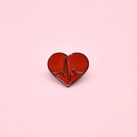 Red Heartbeat ECG Heart Enamel Pin Alloy Brooch Lapel Badge Medical Jewelry Gift For Doctors Nurses Women Men Clothing Accessories