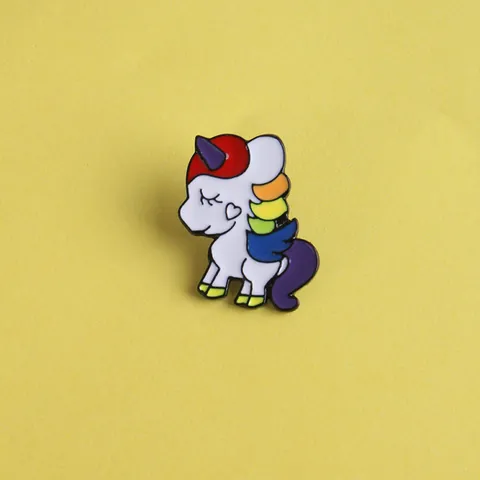 Spilla in Smalto a Forma di Unicorno Colorato Cartone Animato Distintivo Animale in Lega Gioielli Arcobaleno per Borse Vestiti