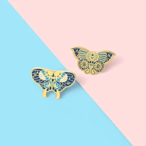 Mystical Butterfly Alloy Enamel Pin Gold Plated Celestial Sun Moon Stars Eye Brooch For Women Party Daily Jewelry Gift