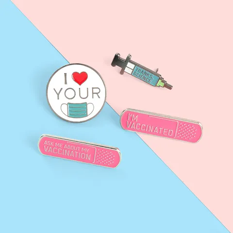 Medical Science Vaccine Enamel Brooch Pins Collection Alloy Syringe Heart Mask Bandage Badges Accessory For Doctors Nurses Gift