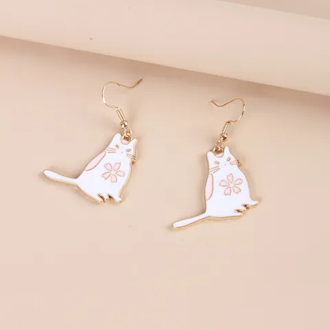 Cartoon Katze Hase Karotte Ohrhänger Legierung Emaille Kawaii Tier Kirschblüte Muster Ohrhaken Schmuck Für Damen Mädchen Geschenk