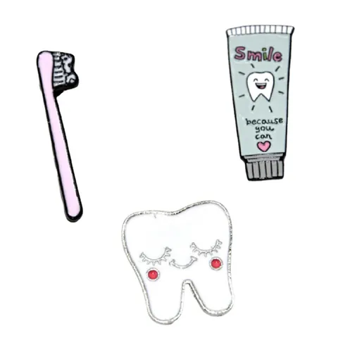 Cartoon Dental Theme Alloy Enamel Pin Tooth Toothpaste Toothbrush Brooch Badge Jewelry For Dentist Kids Gift