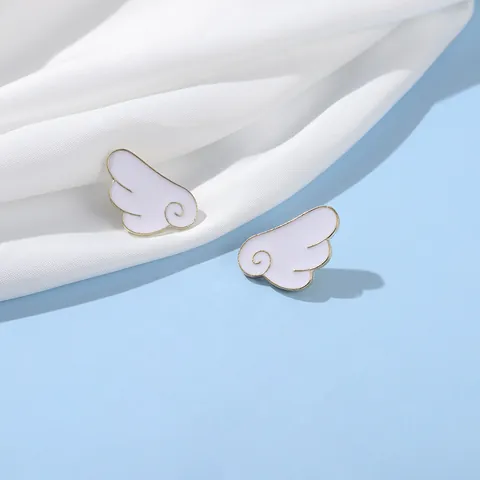Broche de Aleación de Alas de Ángel de Esmalte de Dibujos Animados Creativo Pin Distintivo Chapado en Oro Blanco Minimalista para Ropa Mochila Sombrero Joyería Unisex Regalo