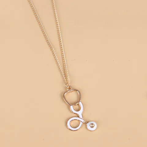 Medical Theme Alloy Stethoscope Syringe Pendant Necklace For Nurses Doctors Students Creative Gold Drip Oil Snake Chain Fashion Jewelry Gift