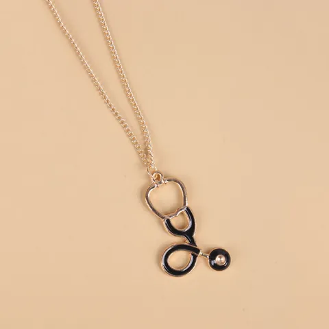 Medical Theme Alloy Stethoscope Syringe Pendant Necklace For Nurses Doctors Students Creative Gold Drip Oil Snake Chain Fashion Jewelry Gift