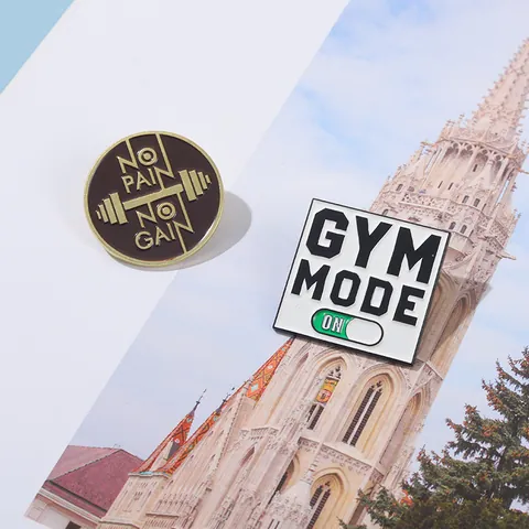 Motivational Gym Mode Enamel Pins Fitness No Pain No Gain Brooches Zinc Alloy Sports Badges For Backpack Hat Jacket Clothes Accessories