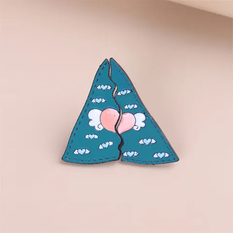 Creatieve Tekenfilm Hart Berg Patchwork Broche Legering Emaille Gevleugeld Hart Badge Koppel Sieraden Cadeau Voor Vrouwen Spelden