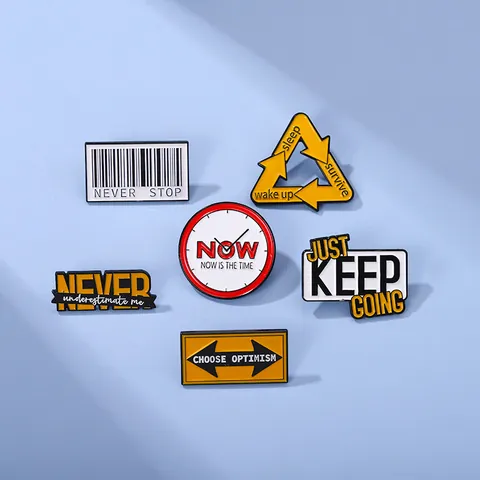 Spilla in Lega Smaltata Con Slogan Motivazionale Never Stop Just Keep Going Gioielli Geometrici Per Decorazione Zaino