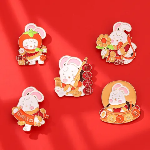 Spilla a Bottone in Smalto a Forma di Coniglio Cartone Animato Simpatico Animale Distintivo in Lega per Decorazione Abbigliamento Zaino Regalo Festivo Gioielli