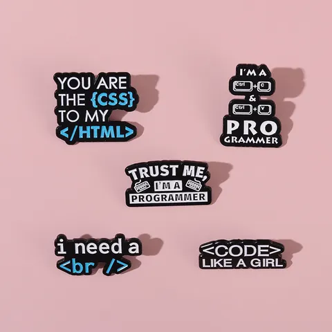 Spille in Smalto Divertenti per Programmatori Spilla in Lega a Tema Codifica per Borsa Porta PC Giacca di Jeans Gioielli Geek Regalo Unisex