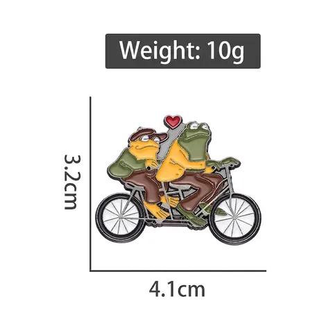 Cartoon Frosch Tandem Fahrrad Emaille Brosche Legierung Tier Emaille Anstecknadel Für Kleidung Rucksack Schmuck Zubehör