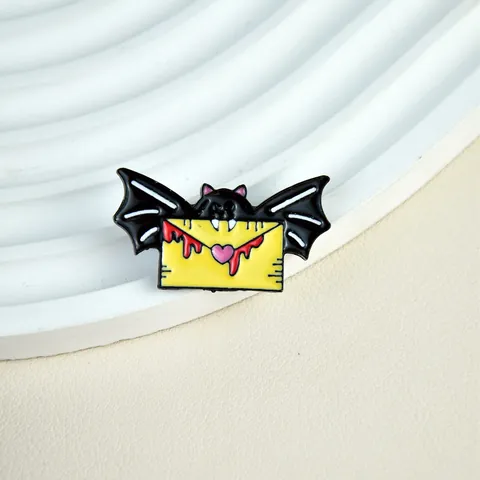 Cartoon Bat Envelope Enamel Brooch Metal Badge Gothic Pin For Halloween Clothes Bags Backpacks Accessory Jewelry Unisex