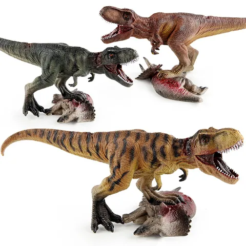 Realistisch Tyrannosaurus Rex Roofdierscene Dinosauriermodel Speelgoed Triceratops Figuur Simulatie Dierlijk Speelgoed Voor Kinderen