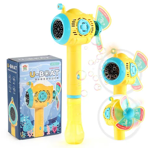 Pistola per Bolle Sottomarino Con Luce 8 Fori Bacchetta Elettrica per Bolle Giocattolo Estivo All'aperto per Bambini Regalo