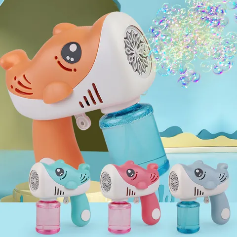 Dolphin Automatic Bubble Gun For Kids 12 Holes Electronic Bubble Machine With Lights And Bubble Liquid For Outdoor Garden Party Play