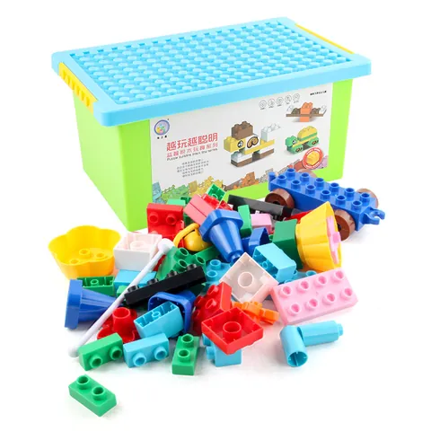 Große Bausteine Pädagogisches DIY Spielzeug Mehrfarbige Blöcke Und Aufbewahrungsbox Deckel Bauplatte Für Kleinkinder Jungen Mädchen