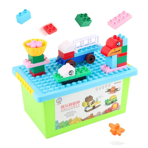 Große Bausteine Pädagogisches DIY Spielzeug Mehrfarbige Blöcke Und Aufbewahrungsbox Deckel Bauplatte Für Kleinkinder Jungen Mädchen