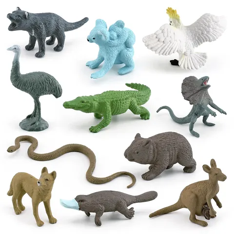 Figurine Realistiche di Animali Selvatici Australiani Koala Canguro Ornitorinco Emu Modelli in Plastica Giocattolo Educativo per Bambini