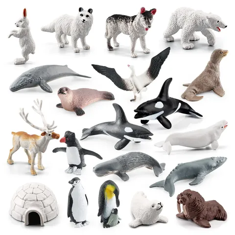 Realistic Polar Animal Figurines With Polar Bear Penguin Reindeer Whale Wolf And Igloo For Kids Educational Science Toy