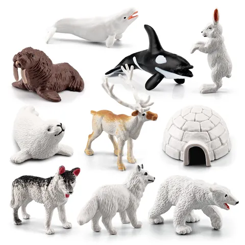 Figurine Animali Polari Artici Plastica PVC Dipinti A Mano Modelli Animali Selvatici Miniatura Giocattoli Educativi Per Bambini