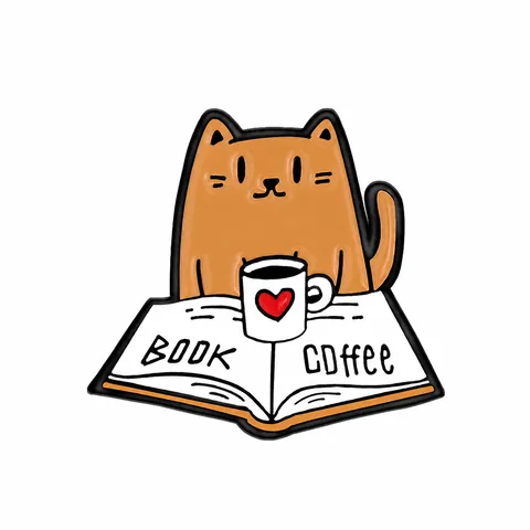 Kreative Cartoon Katze Emaille Brosche Legierung Abzeichen Süße Tier Buch Kaffee Revers Nadel Für Rucksack Hut Schmuck Dekor