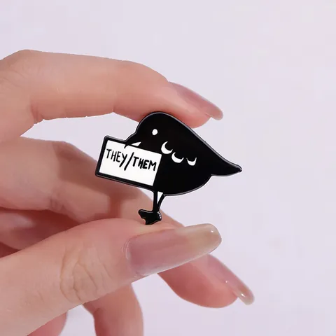 Bird Enamel Pin They Them Pronoun Metal Badge Alloy Animal Lapel Pin For Backpack Hat Clothes Gender Identity Jewelry Gift
