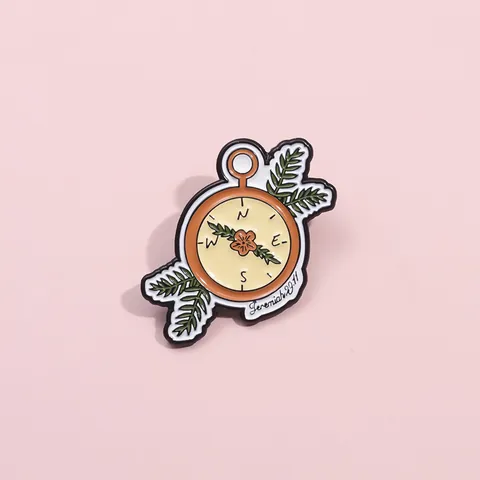 Vintage Kompass Blume Emaille Brosche Mit Jeremia 29-11 Bibelvers Zinklegierung Abzeichen Pin Für Reisen Unisex Schmuck