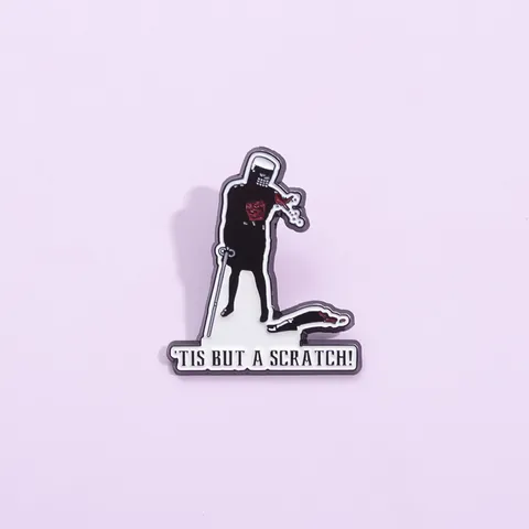 Black Knight Enamel Pin Cartoon Movie Character Metal Brooch Humorous Lettering Badge For Bags Clothes Hats Unisex Jewelry