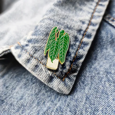 Cartoon Enamel Potted Plant Brooch Pin Green Leaf Zinc Alloy Badge For Women Men Clothes Backpack Decorative Accessory