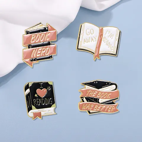 Creative Book Enamel Pin Zinc Alloy Cartoon Reading Quote Brooch Badge Literary Gift Accessory For Bags Clothes Unisex