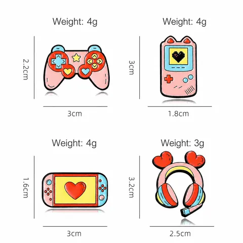Kawaii Cartoon Spielkonsole Emaille Brosche Legierung Rosa Süß Retro Game Controller Kopfhörer Abzeichen Für Kleidung Rucksack Unisex Schmuck Geschenk