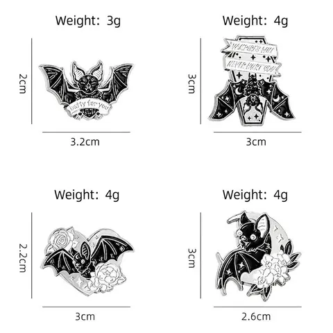 Gothic Bat Enamel Pin Set Cartoon Coffin Moon Heart Rose Brooches Zinc Alloy Halloween Dark Style Clothing Accessory Badge