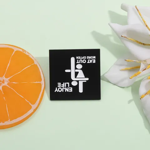 Square Alloy Enamel Pin Brooch Enjoy Life Eat Out More Often Black White Letter Humorous Badge Accessory For Bag Clothes