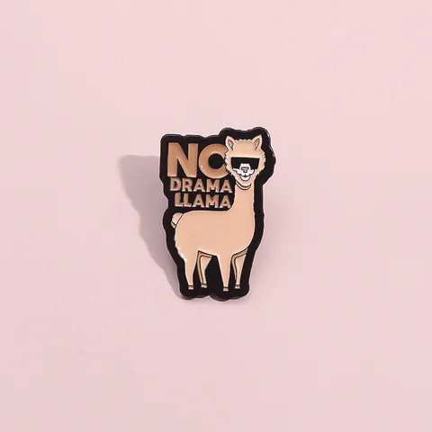 Lustige No Drama Lama Emaille Anstecknadel Süße Sonnenbrille Lama Abzeichen Tier Slogan Legierung Brosche Für Kleidung Schmuck