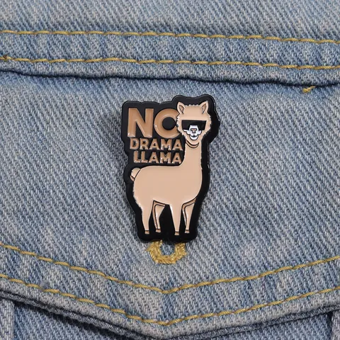 Lustige No Drama Lama Emaille Anstecknadel Süße Sonnenbrille Lama Abzeichen Tier Slogan Legierung Brosche Für Kleidung Schmuck