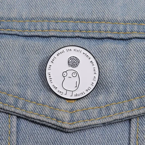 Round Humorous Quote Enamel Pin Confused Cartoon Character Alloy Brooch For Backpacks Jackets Accessories Unisex Gift