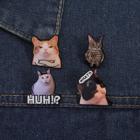 Lustige Meme Katze Emaille Broschen Legierung Cartoon Abzeichen Pins Für Damen Herren Kinder Niedlich Rucksack Kleidung Jacke Accessoire