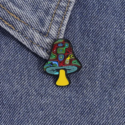 Lustige Psychedelische Pilz Emaille Anstecknadel Künstlerische Mehrfarbige Spiralmuster Legierung Brosche Abzeichen Kleidung Schmuck Geschenk