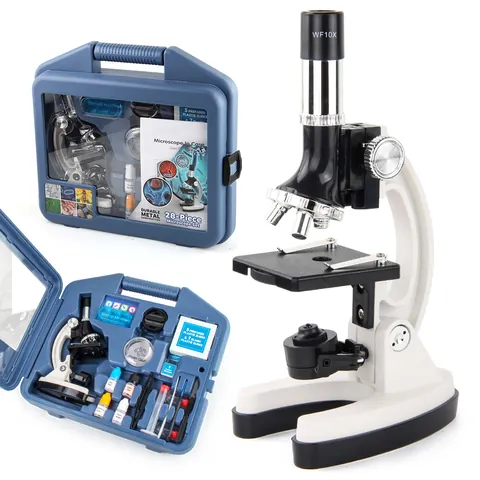 Educational Kids Microscope Science Kit STEM Biology Laboratory Aluminum-Magnesium Alloy High Magnification For Students
