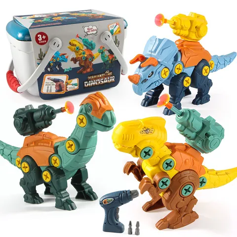 Giocattolo Educativo Fai-da-te Dinosauro da Smontare Set di Costruzioni Con Trapano Elettrico Kit di Apprendimento Bambini